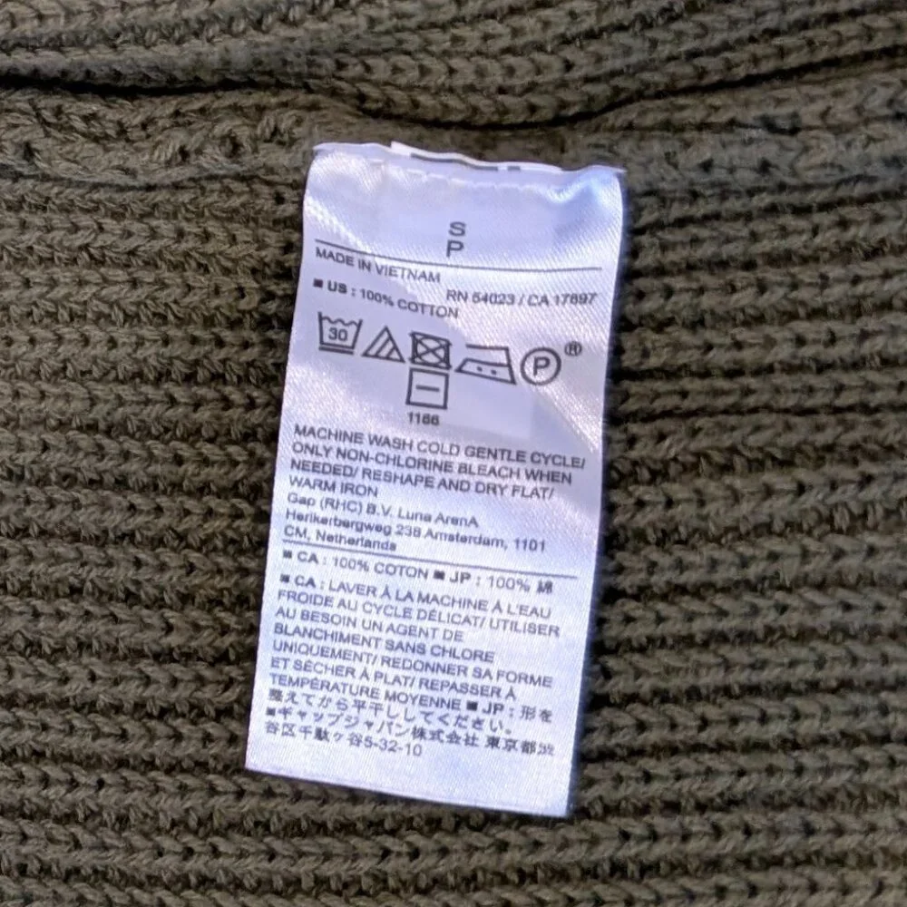 Banana Republic Open-Front Cotton Cardigan - Size Small - Olive Green NWT - Picture 5 of 10